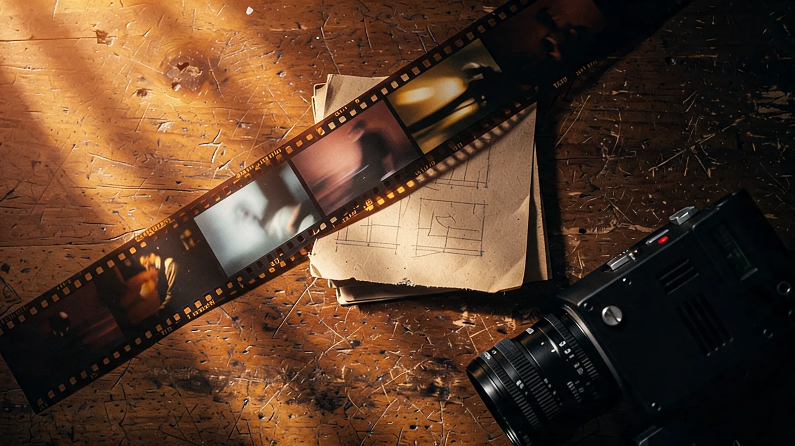 Sinema kamerası ve film şeridi